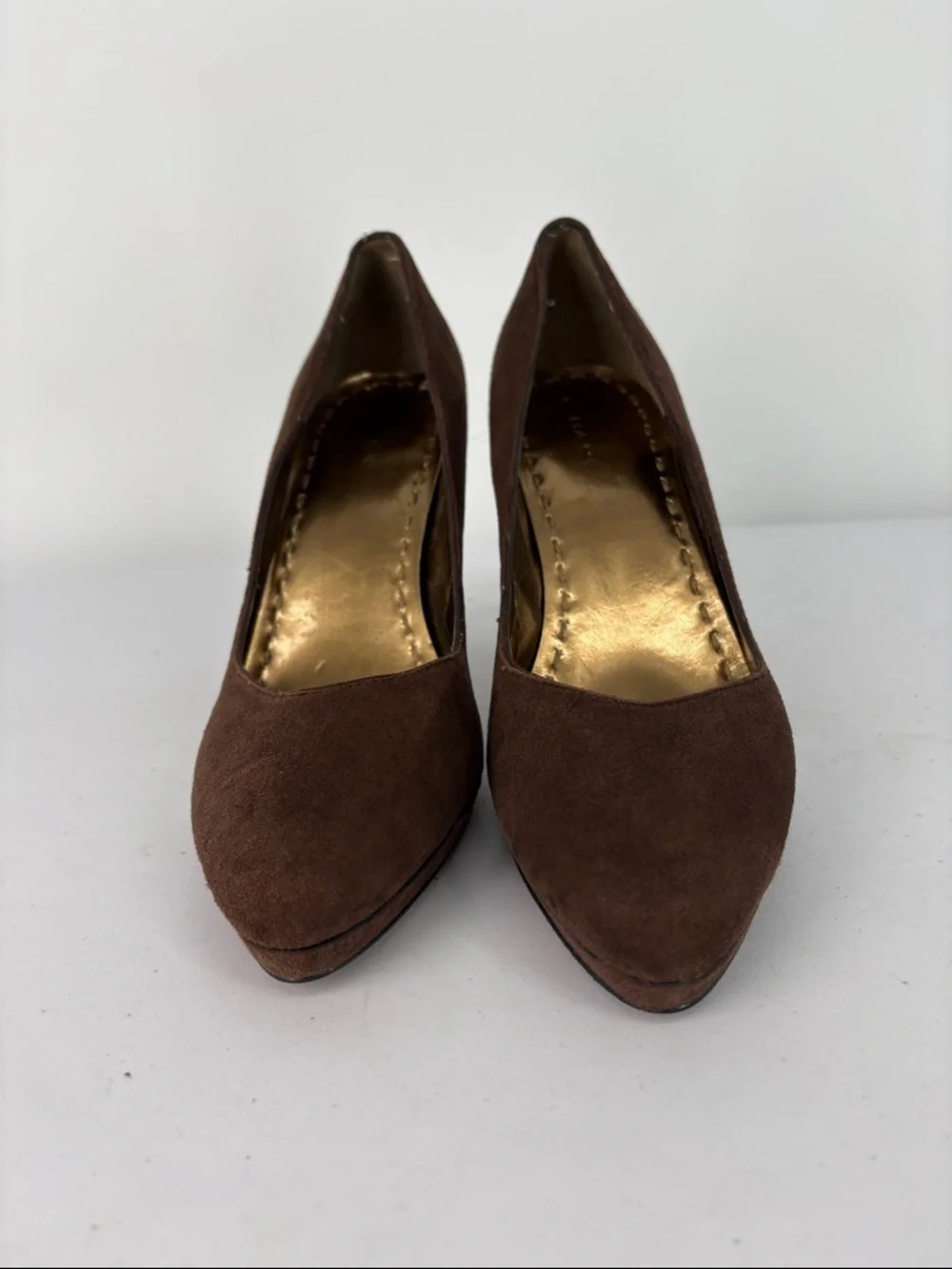 👔 Tahari Flynn Dark Brown Suede High Heel Pumps